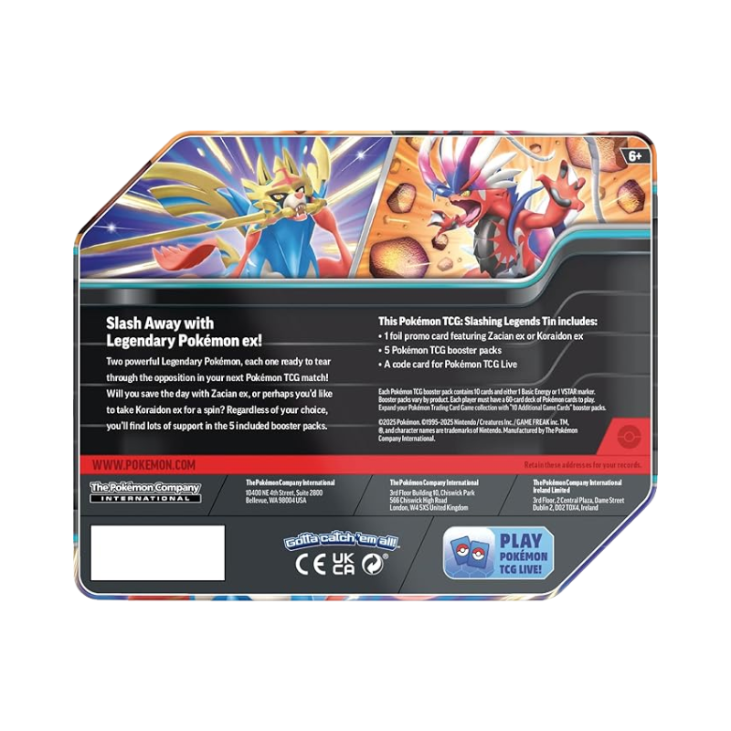Slashing Legends Tin – Zacian ex (Inglés)